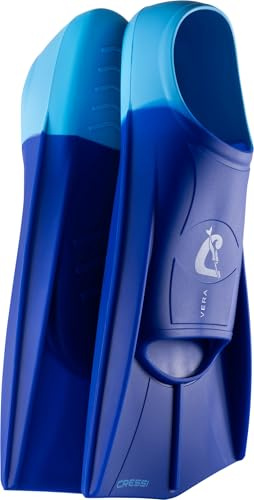CRESSI Vera Fins Blue/Azure L-Palmes Courtes Unisex 100% Silicone avec Chaussure Fermée, pour Natation, Entraînement en Eau Libre, Piscine, Apnée, Plongée, Bleu/Azur, L (EU 42/44)