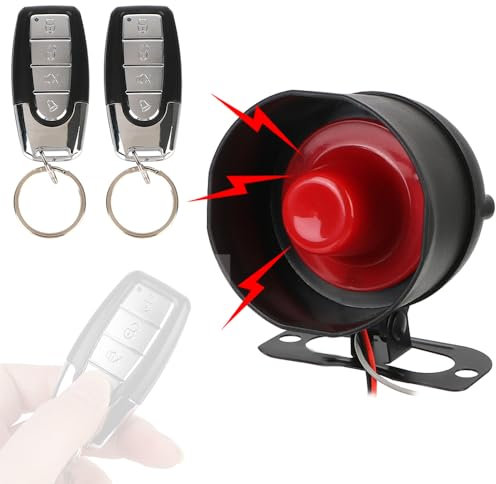 Hanzete Universal Car Alarm Non-Destructive Installation 12Volt Automobile Protecting System Device 7-Levels Sensitivity Vehicle Alarm System with 2 Remote Controllers