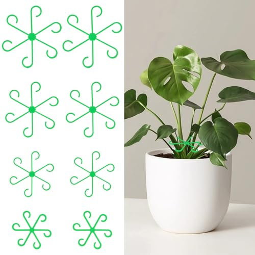 Adiwo 8 Soportes para Plantas, Soporte Plantas Reutilizables, Anillo para Sujetar Plantas, para Flores, Plantas Trepadoras Plantas en Maceta, Hortensias, Anémonas, Tomates, Plantas Monstera(Verde)