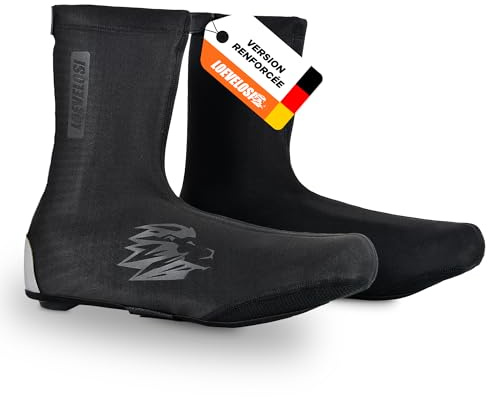 Surchaussures de vélo de route en néoprène imperméables et coupe-vent pour l'hiver - Protection contre la pluie - Réfléchissantes, noir, 47/48 EU