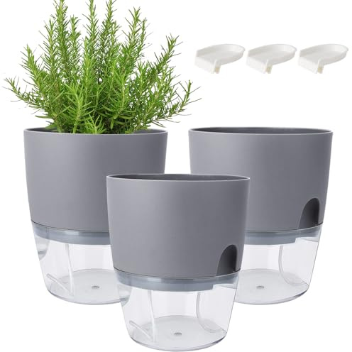 XEERUN Set Di 3 Vasi Autoirriganti, 18 Cm, Vasi per Piante Autoirriganti, Vasi per Erbe Aromatiche per Erbe Cucina per Casa Balcony Giardino,Per Tutte Le Orchidee, Aloe, Piante Da Casa, Piantare