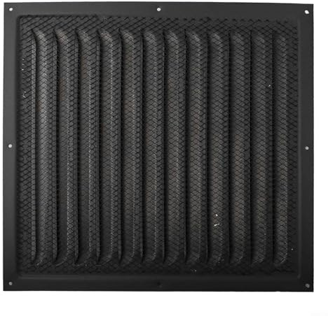 Griglia di ventilazione in metallo nero, 30 x 30 cm, piastra di ventilazione quadrata per parete e soffitto, in lega di alluminio rivestita in resina epossidica, per presa d'aria interna ed esterna