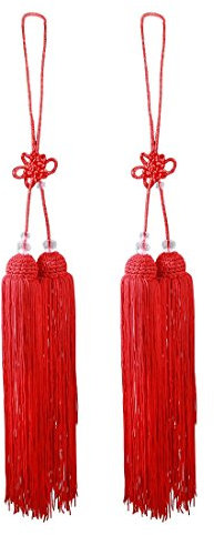 Andux Taiji Schwert Quaste Silk Chinese Kungfu Schwert Quaste Schwert Martial Arts Supplies Drama-Zubehör2pcs / Set TJJS-01 (Rot)