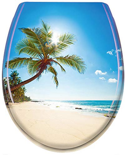 HENGMEI Toilettendeckel mit Absenkautomatik Toilettensitz WC-Sitz Klodeckel Klobrille aus Hartplastik, 45 x 38cm,Strand