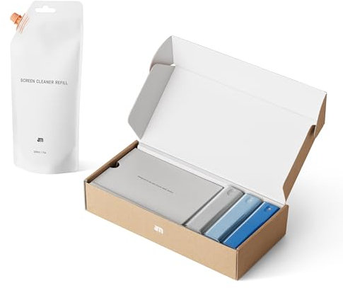 am Bildschirmreiniger Set 3er Pack 200 ml Nachfüllung - Screen Cleaner All-in-One Display Reiniger für Auto, Smartphone, Tablets - Handy Reinigungsset mit Bildschirm Reinigungstüchern und Spray - Blau