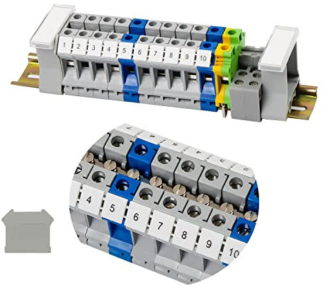 SRJQXH DIN Rail Connection Block Kit UK/10N, DIN Rail Terminal Block with 20cm Rail and Terminal Block Attachment for Production Automation, Circuit Switching