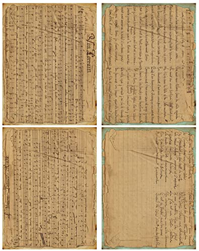 GIVBRO Carta decorativa per album di ritagli, stile vintage, tema musicale, cartoleria, per viaggi, diari, fai da te, 4 fogli