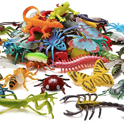 YeoNational&Toys 73 Figuras de Insectos Juguete, Bichos Realistas de Plástico No Tóxico de Color Variado para Niños Pequeños, Juguetes Educativos Regalo para Fiesta Temática Halloween Cumpleaños