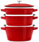 STAUB La Cocotte Kochtopfset, 3-tlg rund Gusseisen Kirsch-Rot