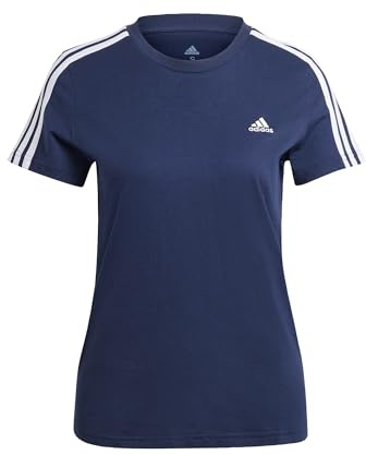adidas Mujer Essentials Slim 3-Stripes tee, Legend Ink/White, M