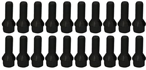 20 hjulbultar M14 x 1,25 28 mm konisk krage 60° SW17 svart kompatibel med BMW