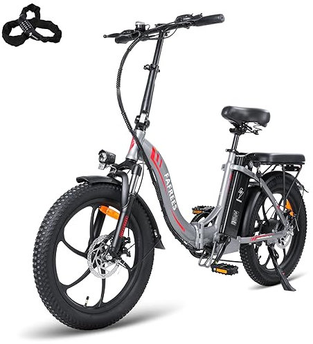 Fafrees F20 E-Bike Klapprad Elektrofahrrad 250W 36V 16AH Akku 25km/h Fatbike 20 Zoll Faltbares City Bike Shimano 7S E-Mountainbike 20*3.0 Fat Tire Tragfähigkeit 130kg (grau)