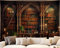 QGHOT Medieval Tapestry Vintage Bookshelf Tapestry Wall Hanging Library Tapestries, Old Books for Decor Study Room Victorian Bedroom Living Room Large Bookcase Zoom Video Backdrop Background 90x70 in
