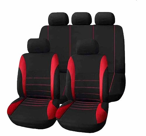 LTSRLL Housses de Siège Voiture pour Mazda 2 Mazda2 Type DE/DJ / XP21 / DY 2016-2023, Ensemble Complet Auto Couvre Sieges Respirant Confortable Protection Siege Accessoire,B/9pcs Set Red