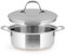 H&H Cacerola baja de acero inoxidable y cobre, 2 asas, 26 cm, con tapa