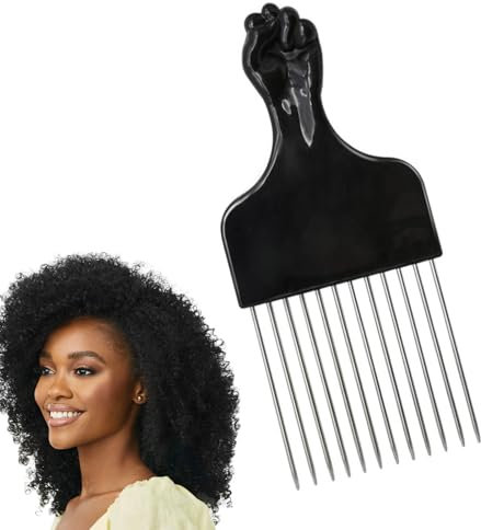 1 PCS Afro Kamm Metall Lockenkamm Schwarz Locken Kamm Afro Kamm Toupierkamm Styling Fluffy Comb Haarstyling Werkzeug Afro Kamm für Natürliches Lockiges Haar Dauerwelle und Afro Große Bärte