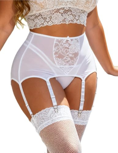 ohyeahlady Porte Jarretelle Ensemble Grande Taille Tenue Femme Porte Jartelle Dentelle Guepiere Ensemble Porte Jarretelles Complet avec G-String
