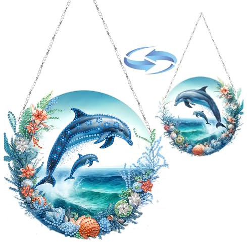 CXINLky DIY Diamond Art Painting Pendentif avec chaîne, peinture diamant animale, images de fenêtre, peinture diamant créative 5D, kit de décoration murale pour fenêtre, mur, jardin, décoration 05