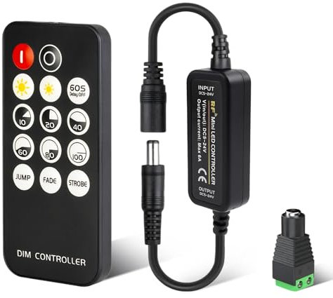 DoRight Controlador LED Regulador Intensidad Luz para Tira DC5-24V, Interruptor Regulador LED Dimmer con Mando a Distancia para Solo Color Tiras COB SMD 2835 5050
