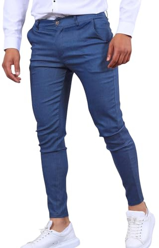Genérico Pantalón De Traje para Hombre. Slim Fit Pantalones De Traje Ajustados con Pliegues Y Bolsillos Corte Recto Pantalones De Negocios Oficina para Tiempo Libre