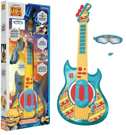 Lexibook, Minions Electronic Guitar, K260DES | Microphone and glasses included, 2 play modes, Demo songs, Light effects