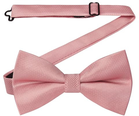 HISDERN Papillon Rosa Uomo da Già Annodato e Regolabile Papillon Uomo Matrimonio Eleganti Farfallino da Smoking