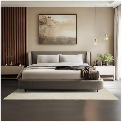 TecTake® Alfombra Salon Moderna, Alfombra Pelo Corto, Antideslizante, Ideal para Decoracion Salon y Dormitorio, Alfombra Habitación, Fácil de Cuidar, Alfombras Pasillo - 140 x 200 cm Beige