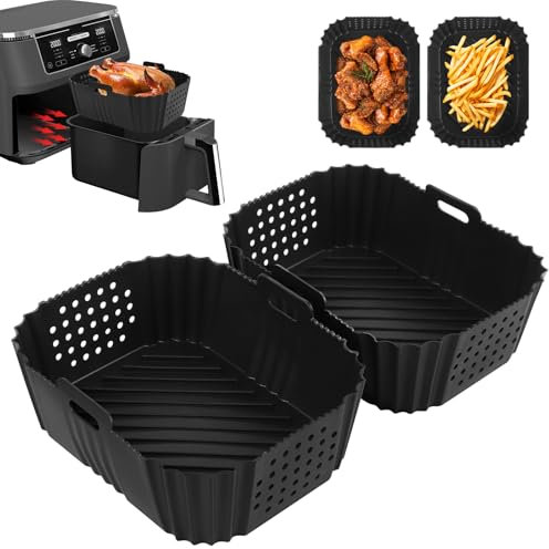 VINATO Teglie in Silicone per Friggitrice ad Aria 2 Pezzi, 19x14x7 cm Accessori per Ninja Double Stack XL 9.5L (SL400UK/AF400UK/AF300UK), Piastre Riusabili Forno/Microonde