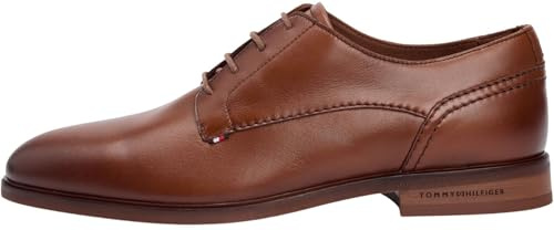 Tommy Hilfiger Hilfiger Chaussures habillées en Cuir pour Homme FM0FM05777 Derby, Marron (Argile Gingembre), Pointure 44