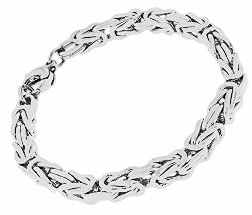 Tendenzalia kungligt armband original italiensk byzantiner-kedja silverpläterad 6 mm bred längd 25 cm
