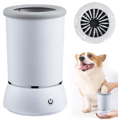 Pulitore automatico per zampe di cane, pulitore per zampe di cane, in silicone, per cani e gatti elettronici, portatile, pulitore per zampe, 360° per massaggio, pulizia del pelo