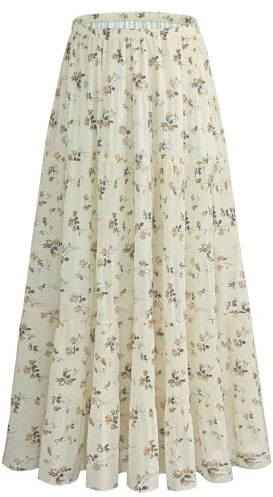 GVAOO Maxi Skirts for Women Chiffon Flowy Skirt Elastic High Waisted Pleated A-Line Boho Long Skirts with Lining 2026
