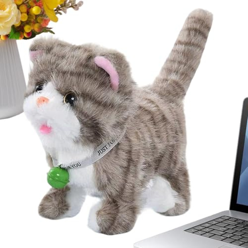 Giocattolo interattivo per gatti in peluche – elettronico realistico con suono e coda che agita | animale domestico elettrico per 17 cm per ragazzi e ragazze in età prescolare