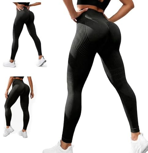 Leggins Anticelulitico Mujer, Leggins 3D Anticelulitis Mujer Push Up,Scrunch Butt Leggings para Mujer,Entrenamiento, Yoga, Correr, Senderismo, Ropa de Uso Diario,Cintura Alta Opacos Yoga (L)