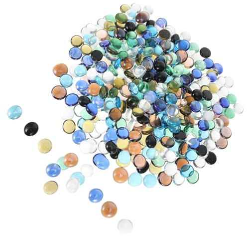 SHINEOFI Ghiaia di Vetro Piatta e Arrotondata 17-19 Mm per Decorazioni da Giardino e Artigianato, Resistente a Scheggiature e Macchie d'Acqua, Peso 1800g Colore Casuale