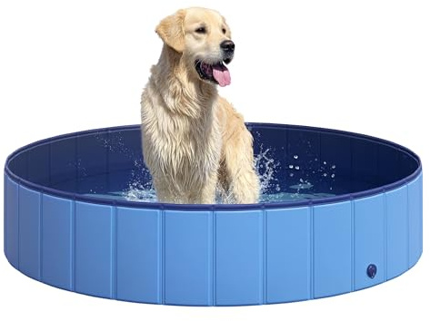PawHut Piscina Pieghevole per Cani in PVC, Azzurro, 140x30cm (ØxH)