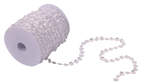 ICTRONIX Guirnalda de Cuentas de Cristal Blanco de 30 m de Rollo, con Cuentas de acrílico, para Colgar en la Cortina de araña, para Manualidades, Bodas, Fiestas, Puertas, decoración