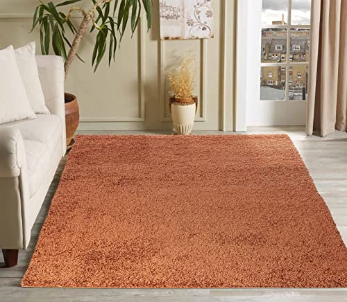 Serdim Rugs Living Room Shaggy Area Rugs, Polypropylene, Terracotta, 200x290cm(6'7x9'6)