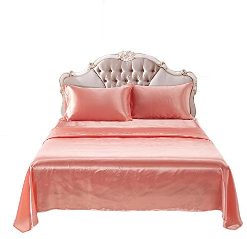 Fashion·LIFE Ropa de Cama con Funda Nórdica de Seda 3 Piezas Juegos de Fundas para Edredón de Lujo, Juego de Ropa de Cama de Satén de Cremallera Microfibra Juego de Sábanas Conjunto, Rosado