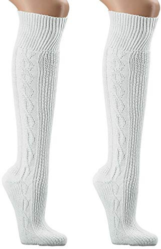 krautwear - Calze al ginocchio per costume tradizionale bavarese, da uomo, colore: bianco bianco 43-46 (2 Coppia)