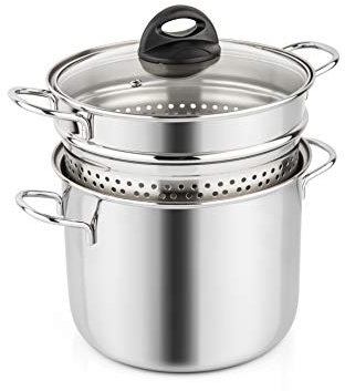 Barazzoni Spaghettiere con Cestello, ø18cm, capacità 3,1Lt, Acciaio inox 18/10. Adatta anche per Induzione, Made in Italy.