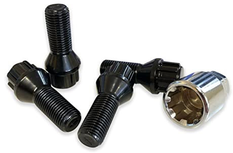 BIMECC M14x1.25 Locking Wheel Bolts/Nuts - Black - 60 Degree - BMW 3 Series F30 / F31 | 4 Series | 5 Series F10 / F11