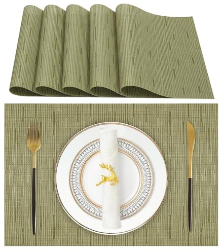 Lumaca Tischsets Abwaschbar, Set mit 6 Platzset, (70% PVC, 30% Polyester), hitzebeständig, rutschfest, für Küchentisch und Restaurants,Grün