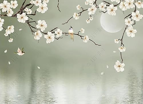 Papel Pintado 3D Pétalos De Flores Y Pájaros Retro Papel Tapiz Mural 3D Fotomurales Decorativos Dormitorio S-16239 250X175CM