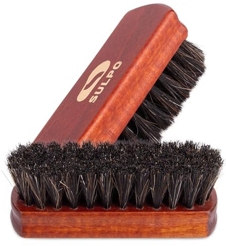 SULPO 2pcs Premium Hosehair Shoe Brush - Shoe Polish Kit - Soft Bristles Shoe Polish Brushes - Shoe Cleaning Brush - Horse Hair Brush For Shoes, Leather, Bags - Shoe Shine Brush - Black - 12cm
