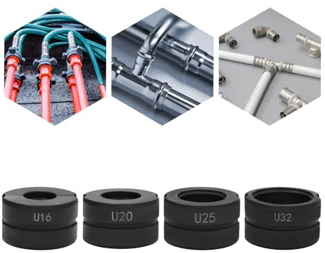 Pressverktyg 16–32 U-profil, lämplig för 16 mm, 20 mm, 25 mm och 32 mm. Pressverktygstillbehören är lämpliga för pressning av PEX-rör och PB-rör.