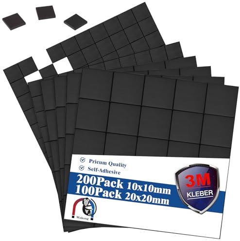 Wukong 300 Piezas Placas magnéticas Autoadhesivas 10x10mm & 20x20mm, con Adhesivo 3M, imanes autoadhesivos, imanes Planos, película magnética Flexible, autoadhesivos para Fotos y más