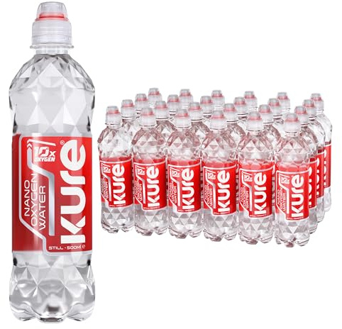 KURE OXYGEN WATER Multipack - 500 ml (Pack of 24) - Spring Water Supercharged with Nano Oxygen - Sports Cap - Non-carbonated - Oxygenated Water - Bottled Water