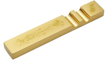 NBEADS Pisapapeles de Caligrafía China, Pisapapeles Rectangular de Latón con Ranuras para Pintar Escribir Dibujar Y Sumi-E (12x2x1cm), Dorado