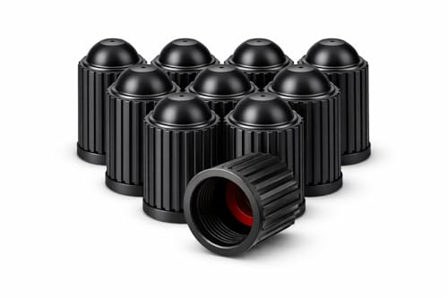 Pack de 8 Tapones de Neumaticos + 2 de Regalo con Anillo de Seguridad para Mantener la Presión, 10 Tapones Rueda Coche, Tapones de Válvulas Universales de Coche, Moto, Bicicleta,Patinete Electrico